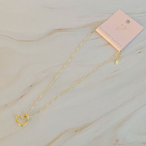 Heart And Chain Gold Necklace