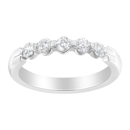 14K White Gold 1.2 CTW Diamond 5-Stone Band Ring