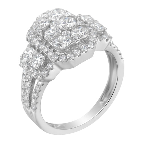 14K White Gold 2 1/4 CTW Diamond Cocktail Cluster Ring
