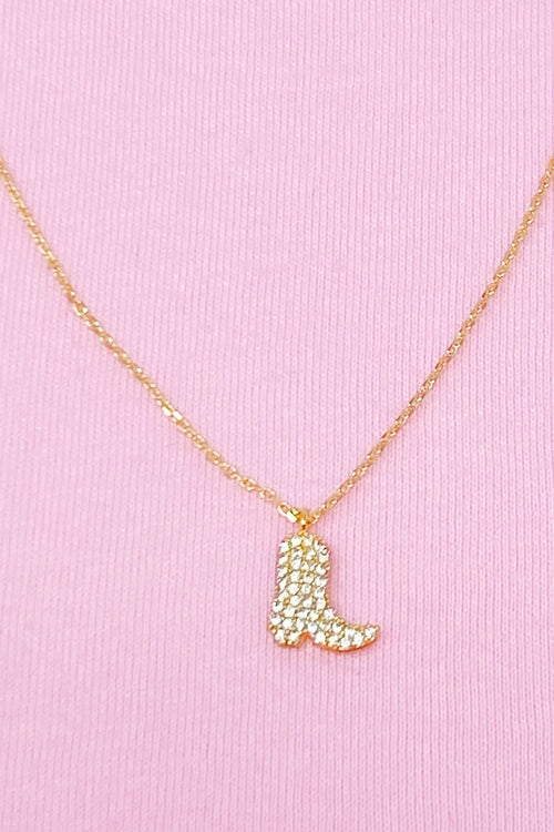 Cowgirl Boot Necklace Gold