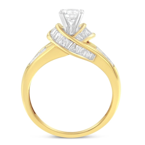 14K Two-Toned Gold Baguette & Princess Cut Diamond Ring