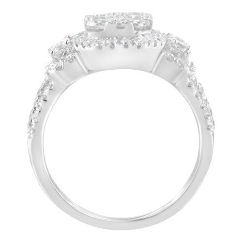 14K White Gold 2 1/4 CTW Diamond Cocktail Cluster Ring