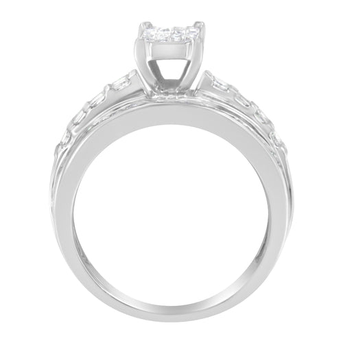 10KT White Gold Diamond Composite Ring
