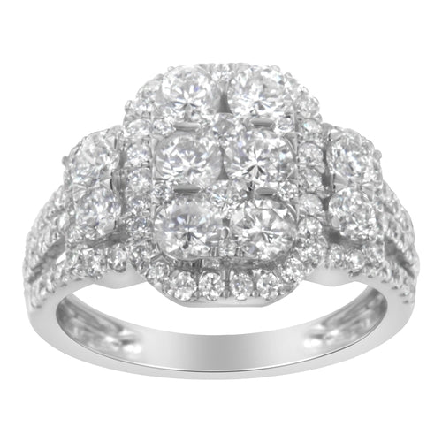 14K White Gold 2 1/4 CTW Diamond Cocktail Cluster Ring
