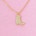Cowgirl Boot Necklace Gold