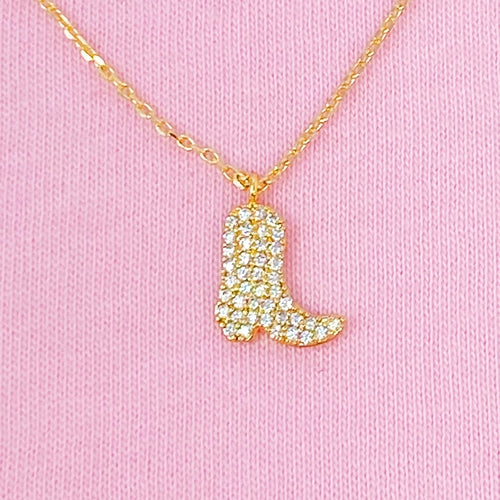 Cowgirl Boot Necklace Gold