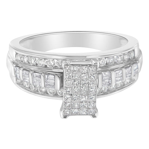 10KT White Gold Diamond Composite Ring