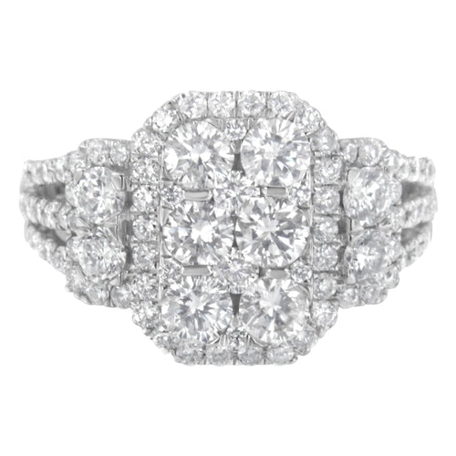 14K White Gold 2 1/4 CTW Diamond Cocktail Cluster Ring