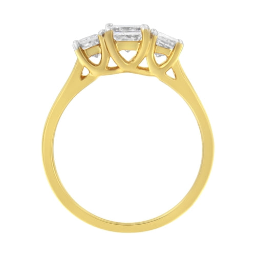 10K Yellow Gold 1KCTW Princess-Cut Diamond Three Stone Band Ring