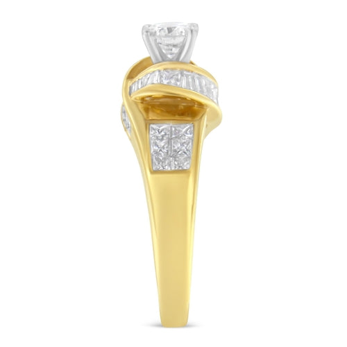 14K Two-Toned Gold Baguette & Princess Cut Diamond Ring