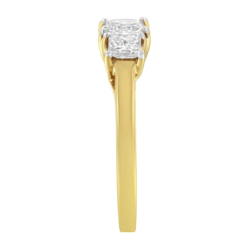 10K Yellow Gold 1KCTW Princess-Cut Diamond Three Stone Band Ring