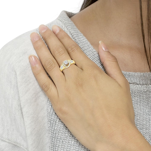 14K Two-Toned Gold Baguette & Princess Cut Diamond Ring