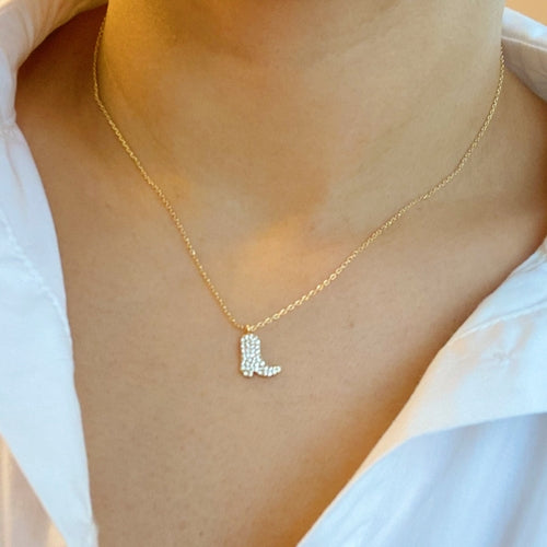 Cowgirl Boot Necklace Gold