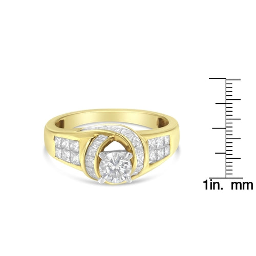 14K Two-Toned Gold Baguette & Princess Cut Diamond Ring
