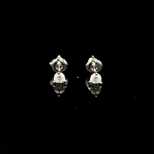 Moissanite 0.25CT Rhodium 3-Prong Earrings