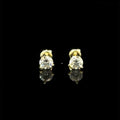 Moissanite 1CT Gold 3-Prong Earrings