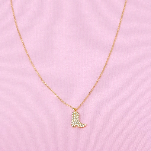 Cowgirl Boot Necklace Gold
