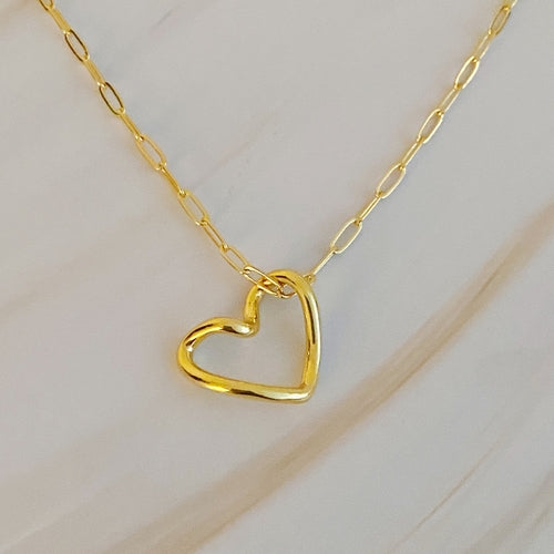 Heart And Chain Gold Necklace