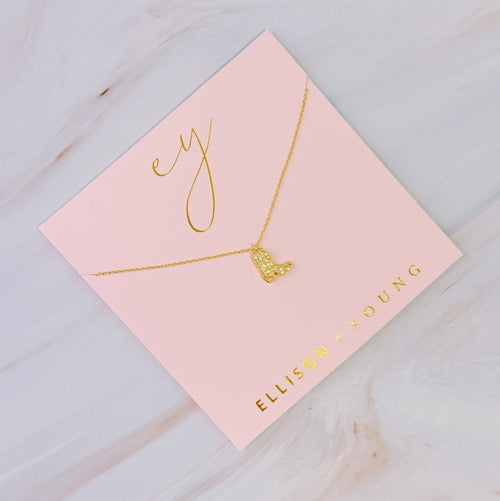 Cowgirl Boot Necklace Gold