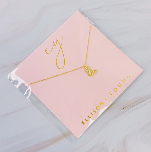 Cowgirl Boot Necklace Gold