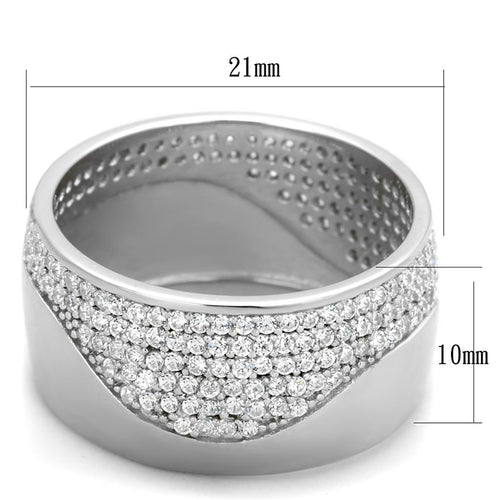 Rhodium Sterling Silver Ring with AAA Grade CZ