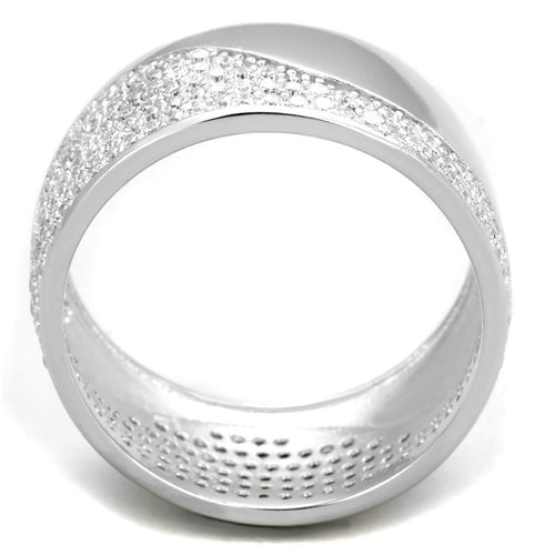 Rhodium Sterling Silver Ring with AAA Grade CZ