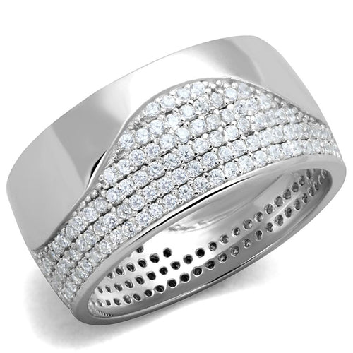 Rhodium Sterling Silver Ring with AAA Grade CZ