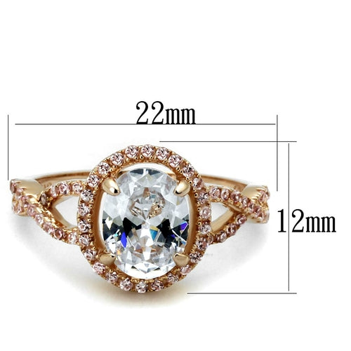 Rose Gold Sterling Silver Ring with AAA Grade CZ