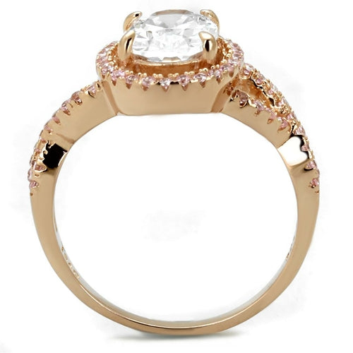Rose Gold Sterling Silver Ring with AAA Grade CZ