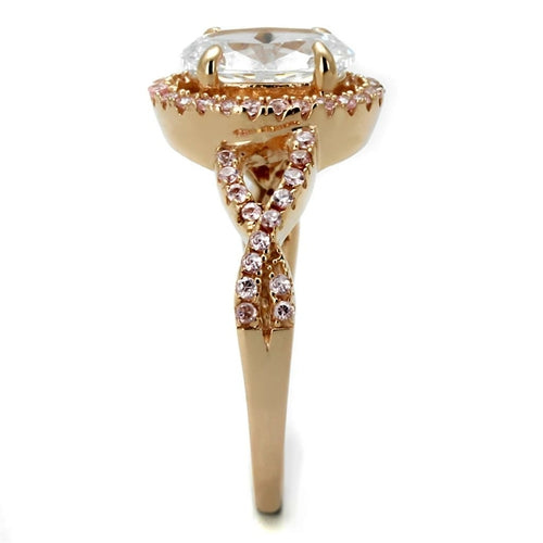 Rose Gold Sterling Silver Ring with AAA Grade CZ