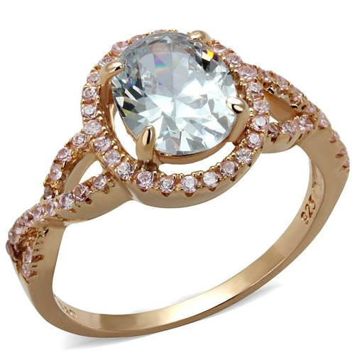 Rose Gold Sterling Silver Ring with AAA Grade CZ