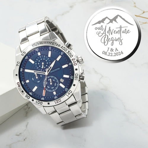 Personalized Mens Silver Watch
