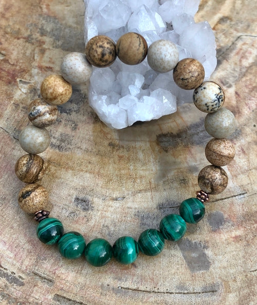 Malachite & Jasper Stretch Bracelet