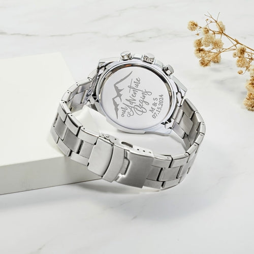 Personalized Mens Silver Watch
