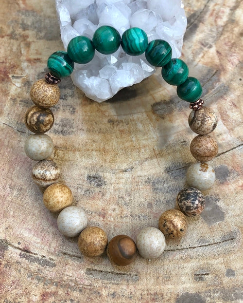 Malachite & Jasper Stretch Bracelet