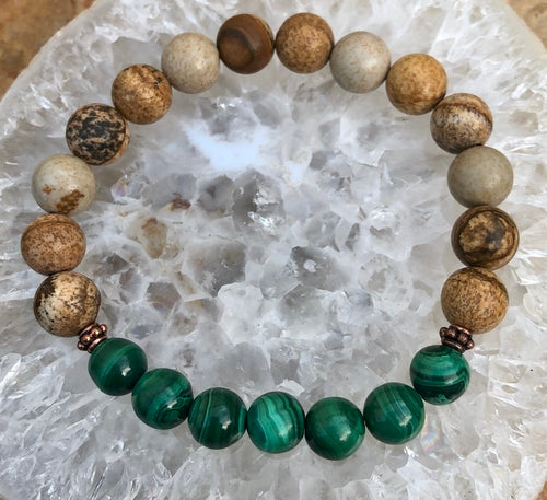 Malachite & Jasper Stretch Bracelet