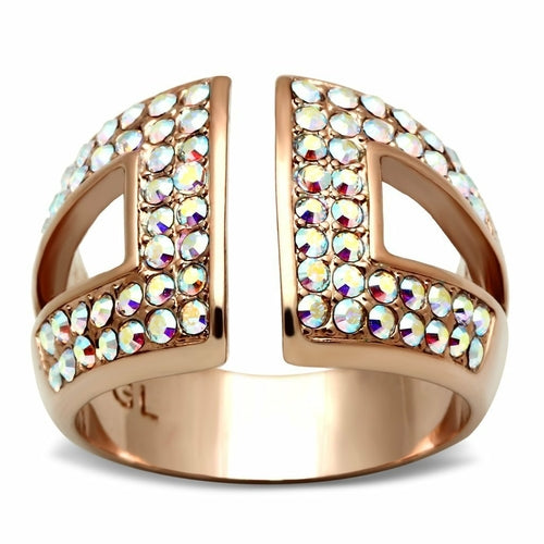 Rose Gold Brass Ring with Top Grade Crystal