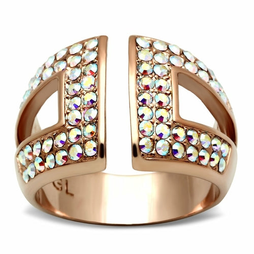Rose Gold Brass Ring with Top Grade Crystal