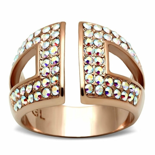Rose Gold Brass Ring with Top Grade Crystal