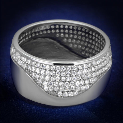 Rhodium Sterling Silver Ring with AAA Grade CZ
