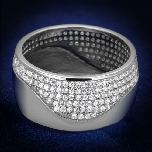 Rhodium Sterling Silver Ring with AAA Grade CZ